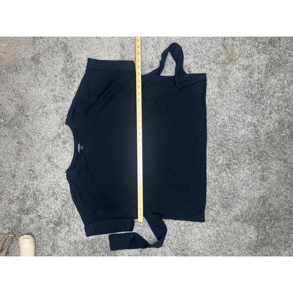 Express Size Small/Petite Black Tie-Back Tee short, cuffed sleeves - Picture 5 of 7